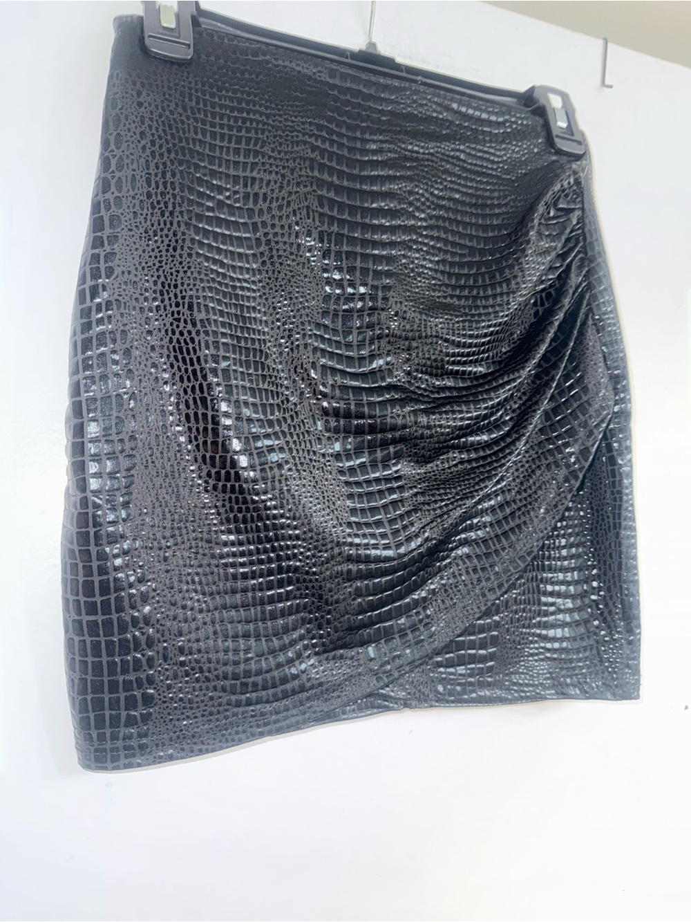 SHEIN Black Faux Croc Mini Skirt